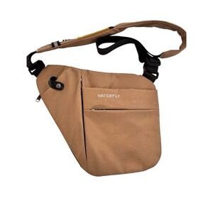 WATERFLY Crossbody Sling Bag Tan Travel Anti Theft Style Multi Pocket NWT